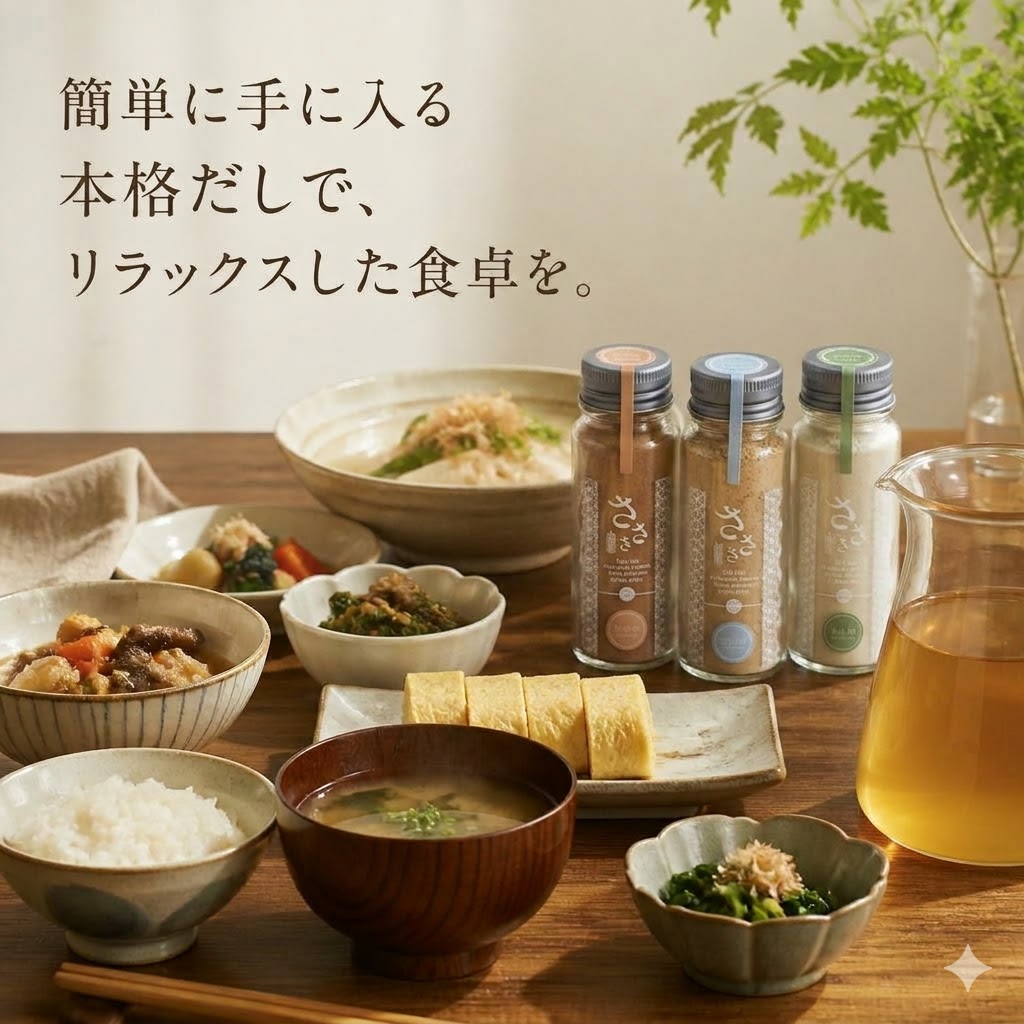 簡単に手に入る本格だしで、リラックスした食卓を。
